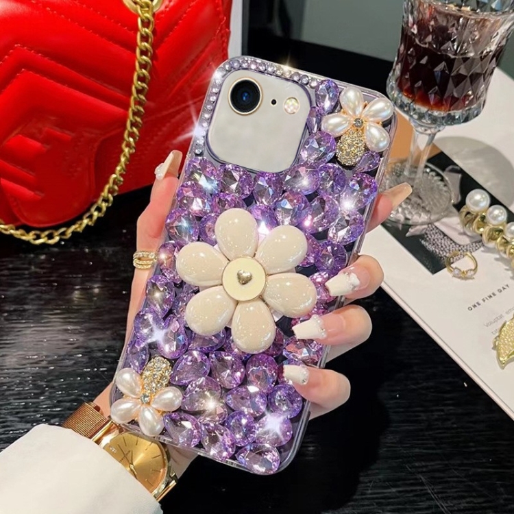 

For iPhone 7 / 8 Sunflower Holder Hand-set Diamond PC Phone Case(Purple)