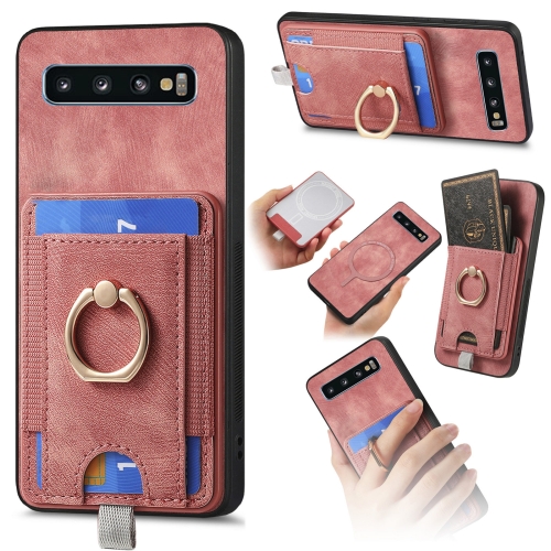 

For Samsung Galaxy S10 Retro Splitable Magnetic Card Bag Leather Phone Case(Pink)