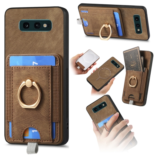 

For Samsung Galaxy S10e Retro Splitable Magnetic Card Bag Leather Phone Case(Brown)