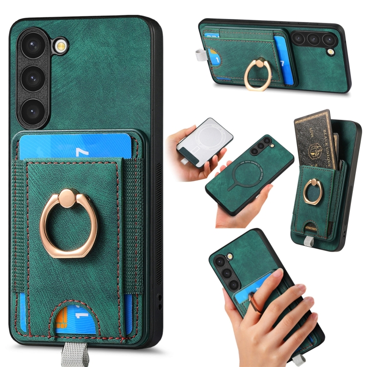 

For Samsung Galaxy S20 Retro Splitable Magnetic Card Bag Leather Phone Case(Green)