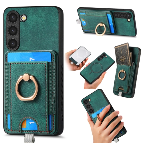 

For Samsung Galaxy S20 FE Retro Splitable Magnetic Card Bag Leather Phone Case(Green)