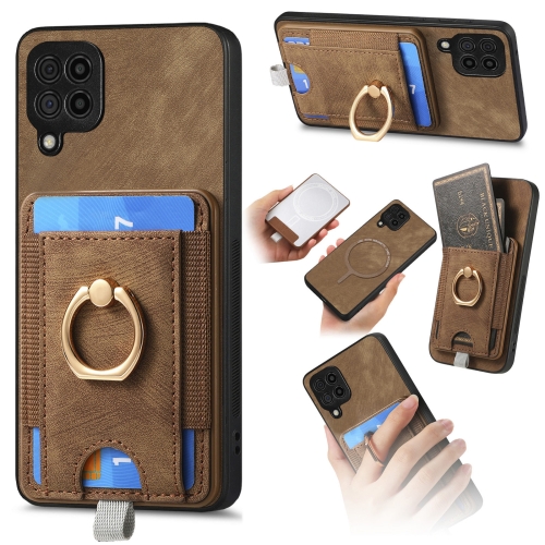 

For Samsung Galaxy M33 5G Retro Splitable Magnetic Card Bag Leather Phone Case(Brown)