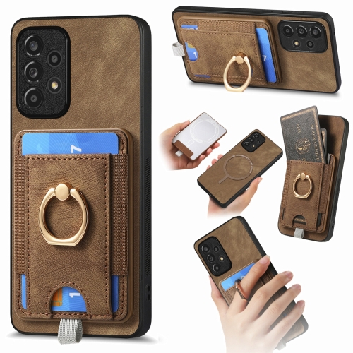

For Samsung Galaxy A72 5G Retro Splitable Magnetic Card Bag Leather Phone Case(Brown)