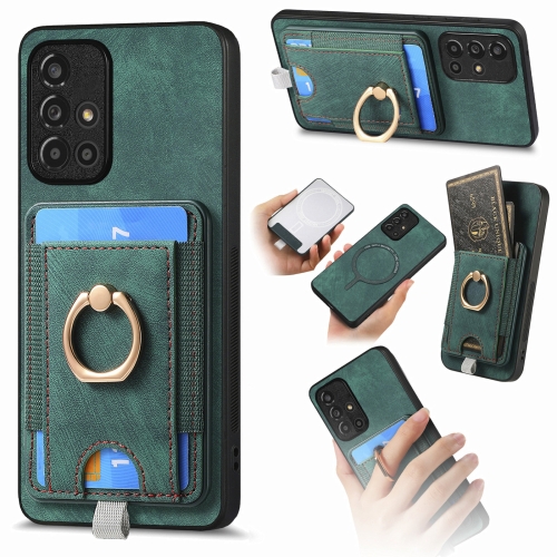 

For Samsung Galaxy A71 5G Retro Splitable Magnetic Card Bag Leather Phone Case(Green)