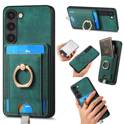 

For Samsung Galaxy Note10 Retro Splitable Magnetic Card Bag Leather Phone Case(Green)