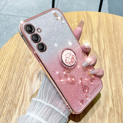 For Samsung Galaxy S24 5G Gradient Glitter Immortal Flower Ring All-inclusive Phone Case(Pink) puluz 25cm folding portable 3 modes dual color temperature ring light photo lighting studio shooting tent box with 6 x dual side color backdrops size 25cm x 25cm x 25cm black