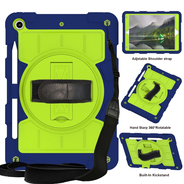 

For iPad 10.2 2021 / 2020 / 2019 Silicone Hybrid PC Shockproof Tablet Case with Shoulder Strap(Tibetan Turquoise)