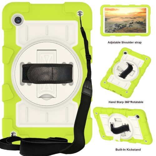 For Samsung Galaxy Tab A9 X110/X115 Silicone Hybrid PC Shockproof Tablet Case with Shoulder Strap(Love Birds Green) luxury custom made lacquered marble with mobile phone holder manicure table with fan and matching technician chair