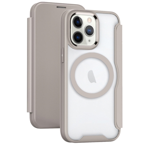 

For iPhone 11 Pro Max MagSafe RFID Blocking Adsorption Flip Leather Phone Case(Khaki)