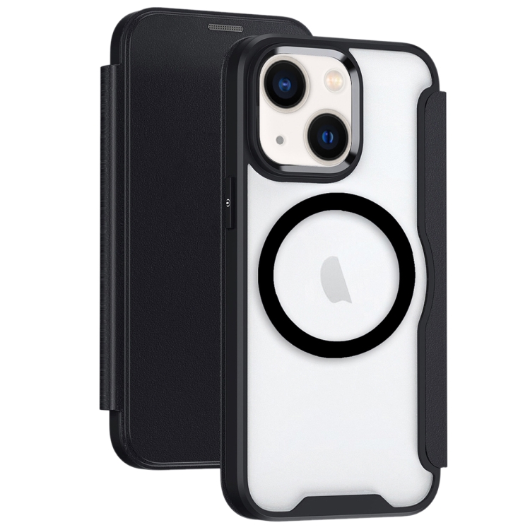 

For iPhone 14 Plus RFID Blocking Adsorption Flip MagSafe Leather Phone Case(Black)
