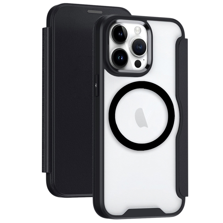 

For iPhone 15 Pro Max RFID Blocking Adsorption Flip MagSafe Leather Phone Case(Black)