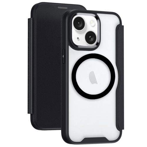 

For iPhone 15 Plus MagSafe RFID Blocking Adsorption Flip Leather Phone Case(Black)