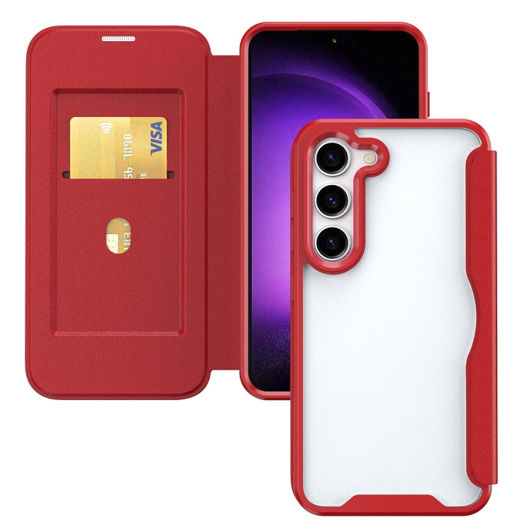 

For Samsung Galaxy S24 5G RFID Blocking Adsorption Flip Leather Phone Case(Red)
