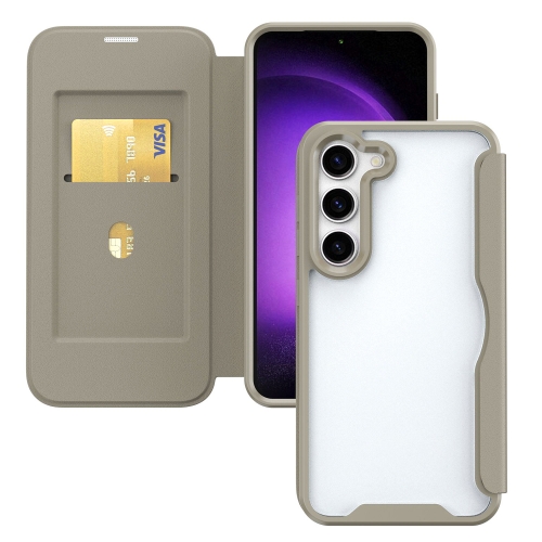 

For Samsung Galaxy S24+ 5G RFID Blocking Adsorption Flip Leather Phone Case(Khaki)