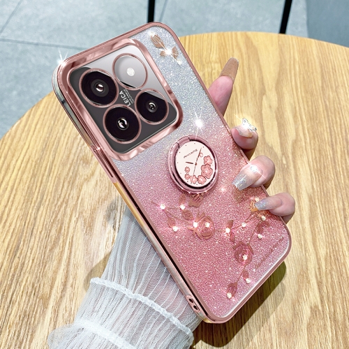 For Xiaomi 14 Pro Gradient Glitter Immortal Flower Ring All-inclusive Phone Case(Pink) for xiaomi 14 pro gradient glitter immortal flower ring all inclusive phone case pink