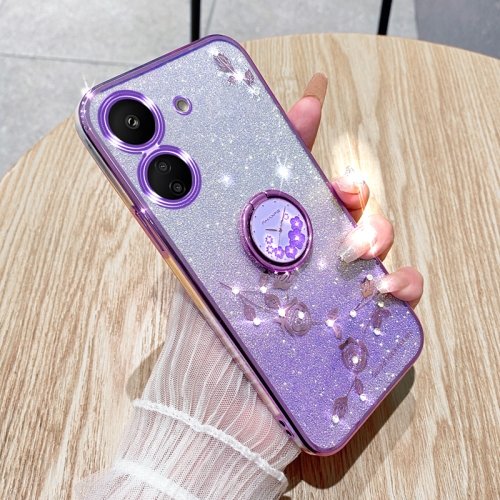 

For Xiaomi Redmi 13C 4G Gradient Glitter Immortal Flower Ring All-inclusive Phone Case(Purple)