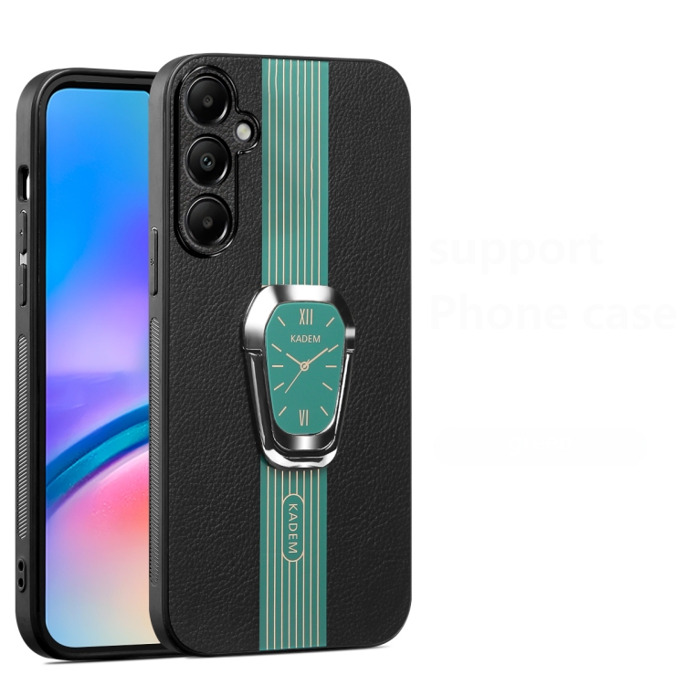 

For Samsung Galaxy A05s Magnetic Litchi Leather Back Phone Case with Holder(Green)