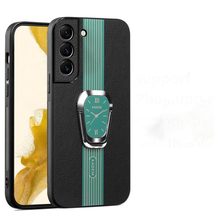 

For Samsung Galaxy S21+ 5G Magnetic Litchi Leather Back Phone Case with Holder(Green)