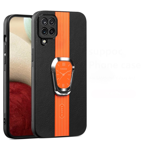 

For Samsung Galaxy A12 4G Magnetic Litchi Leather Back Phone Case with Holder(Orange)