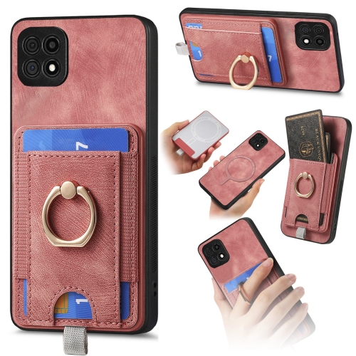 For OPPO A53 2020 Retro Splitable Magnetic Card Bag Leather Phone Case(Pink)
