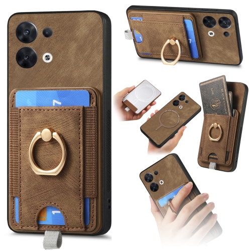 

For OPPO Reno8 5G Retro Splitable Magnetic Card Bag Leather Phone Case(Brown)