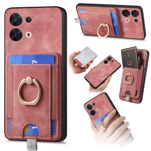 

For OPPO Reno8 5G Retro Splitable Magnetic Card Bag Leather Phone Case(Pink)