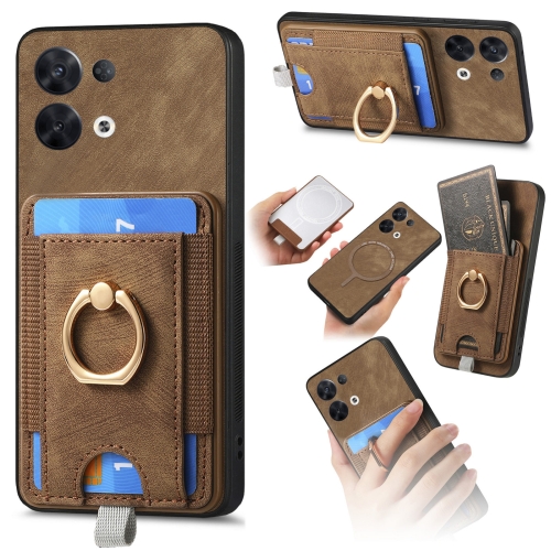 

For OPPO Reno8 Pro 5G Retro Splitable Magnetic Card Bag Leather Phone Case(Brown)