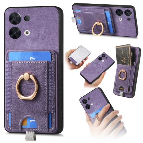 

For OPPO Reno8 Pro 5G Retro Splitable Magnetic Card Bag Leather Phone Case(Purple)