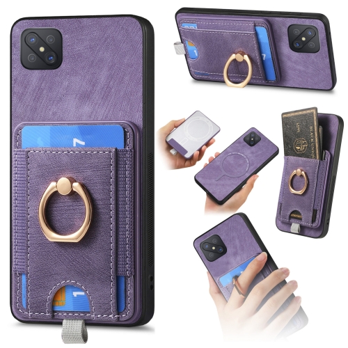 

For OPPO A92S Retro Splitable Magnetic Card Bag Leather Phone Case(Purple)