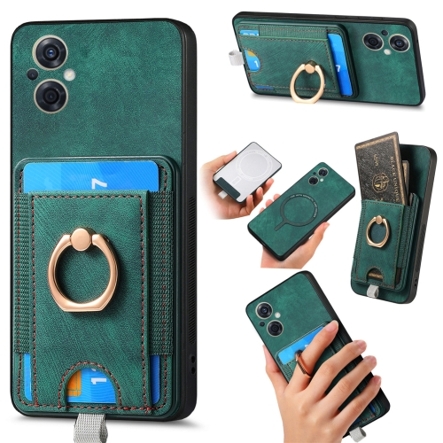 

For OPPO Reno8 Z Retro Splitable Magnetic Card Bag Leather Phone Case(Green)