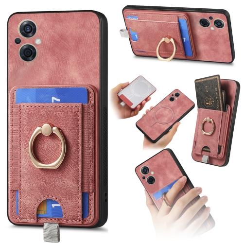 

For OPPO Reno8 Z Retro Splitable Magnetic Card Bag Leather Phone Case(Pink)