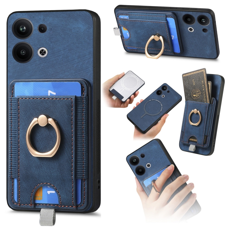 

For OPPO Reno9 Pro+ 5G Retro Splitable Magnetic Card Bag Leather Phone Case(Blue)