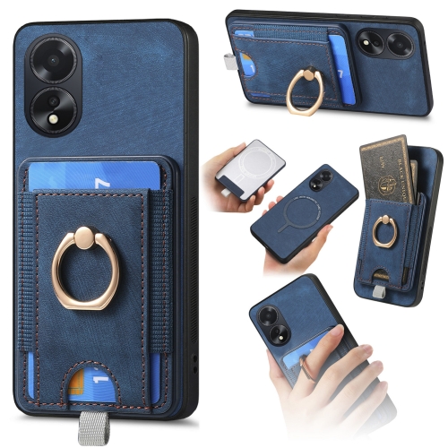 

For OPPO A38 4G/A18 4G Retro Splitable Magnetic Card Bag Leather Phone Case(Blue)