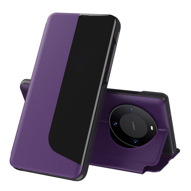 

For Huawei Mate 60 Pro Attraction Flip Holder Leather Phone Case(Purple)