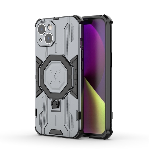 

For iPhone 14 Supersonic Armor Holder PC Hybrid TPU Phone Case(Grey)