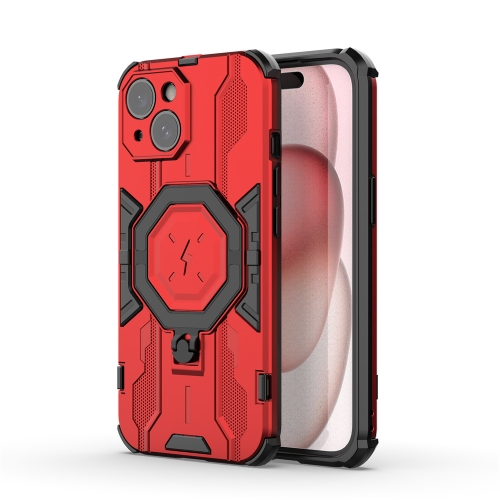 

For iPhone 15 MagSafe Supersonic Armor Holder PC Hybrid TPU Phone Case(Red)