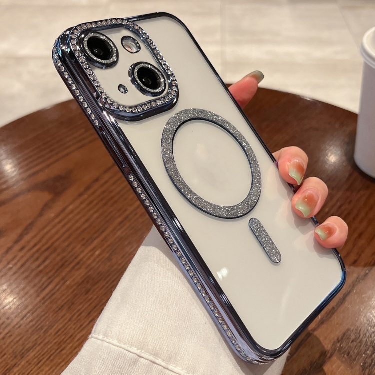 

For iPhone 14 Plus Diamond Plated MagSafe TPU Phone Case(Blue)