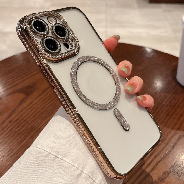 

For iPhone 13 Pro Diamond Plated MagSafe TPU Phone Case(Gold)