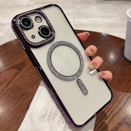 

For iPhone 13 Diamond Plated MagSafe TPU Phone Case(Purple)