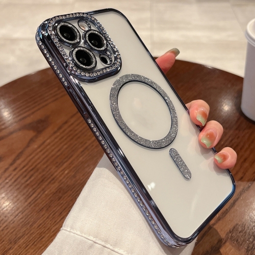

For iPhone 12 Pro Diamond Gradient Plated MagSafe TPU Phone Case(Blue)