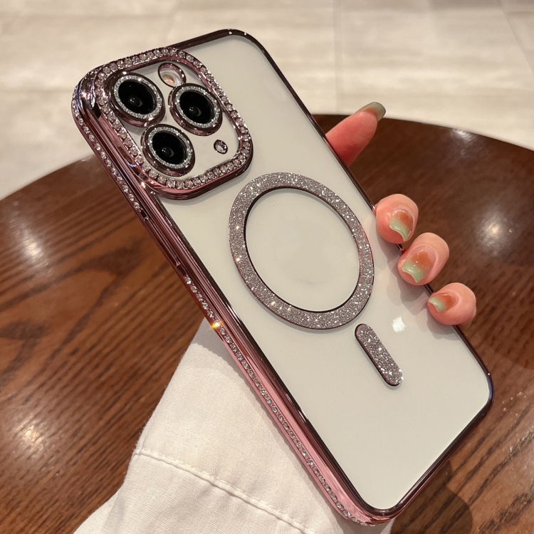 

For iPhone 11 Pro Diamond Gradient Plated MagSafe TPU Phone Case(Pink)