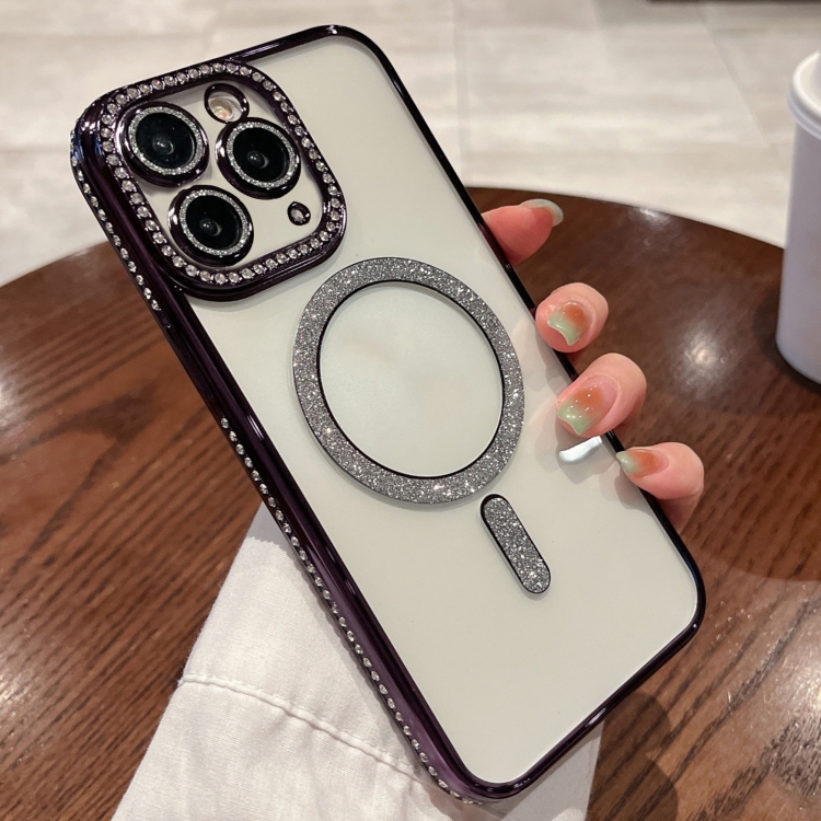 

For iPhone 11 Pro Diamond Gradient Plated MagSafe TPU Phone Case(Purple)