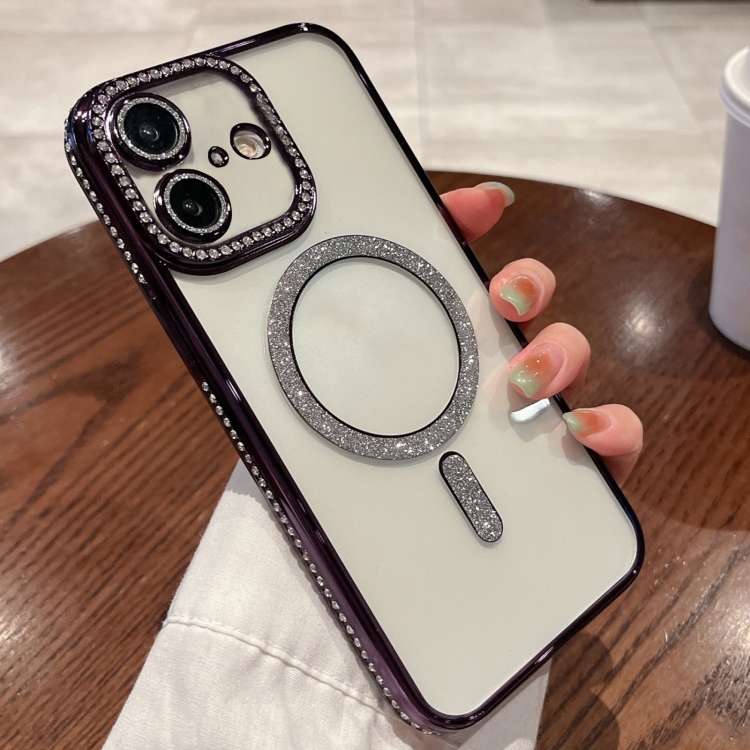 

For iPhone 16 Diamond Plated MagSafe TPU Phone Case(Purple)