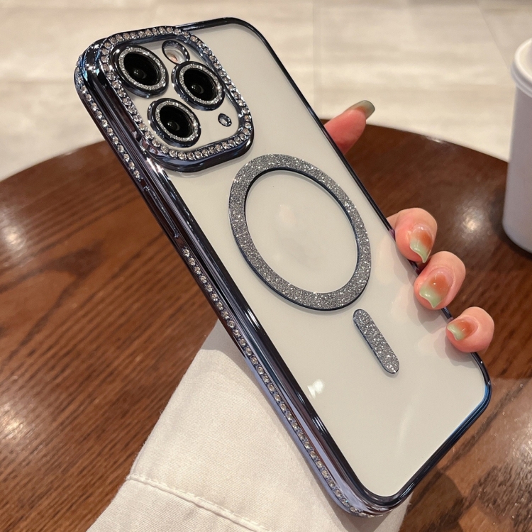 

For iPhone 16 Pro Diamond Plated MagSafe TPU Phone Case(Blue)