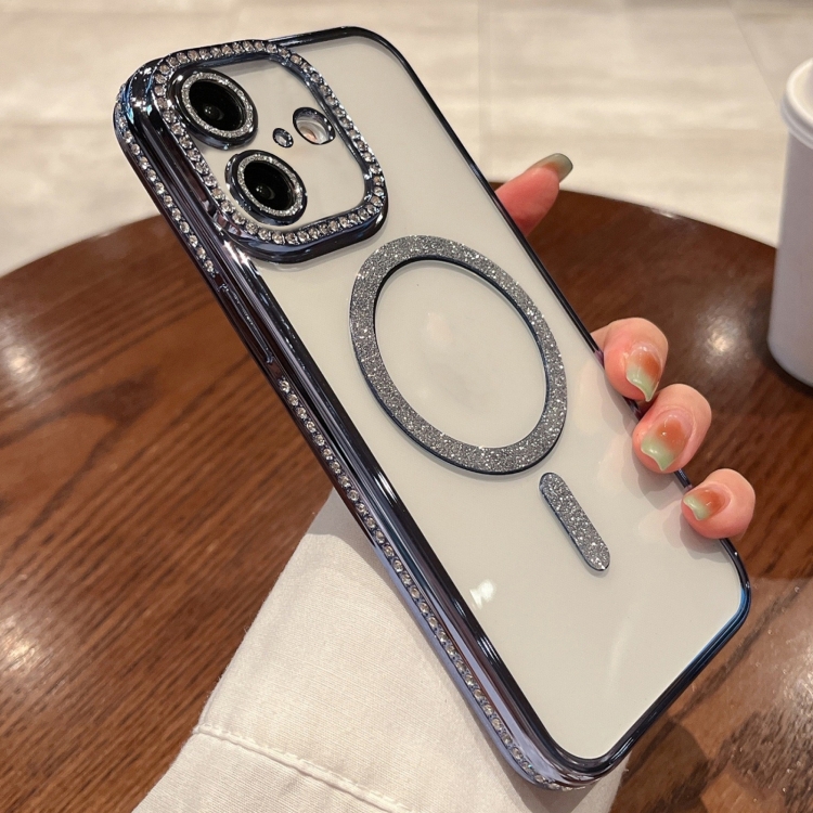

For iPhone 16 Plus Diamond Plated MagSafe TPU Phone Case(Blue)