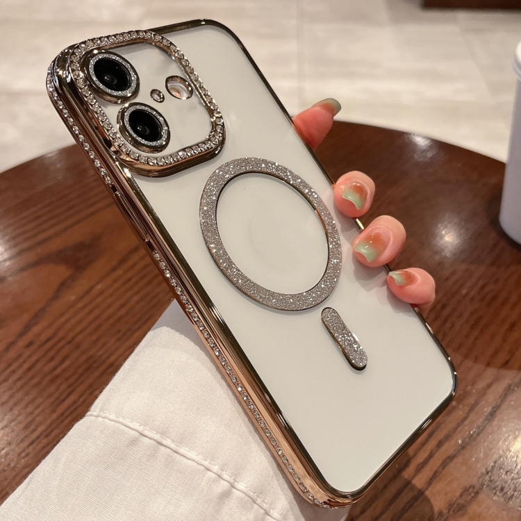 

For iPhone 16 Plus Diamond Plated MagSafe TPU Phone Case(Gold)