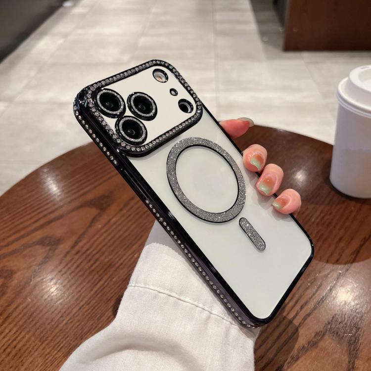 

For iPhone 17 Pro Max Diamond Plated MagSafe TPU Phone Case(Black)