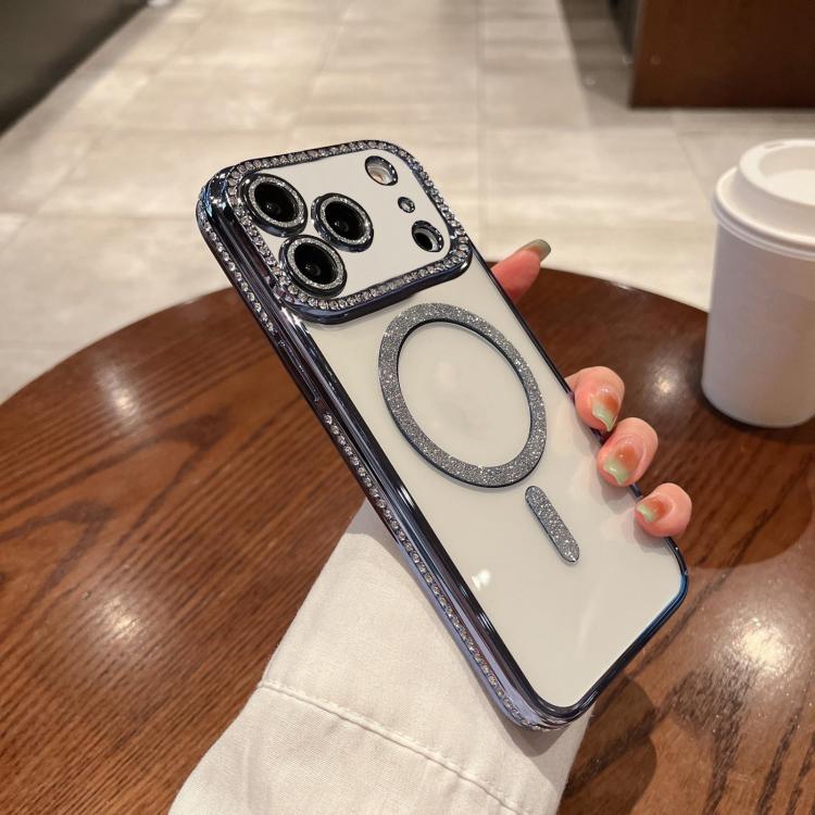 

For iPhone 17 Pro Max Diamond Plated MagSafe TPU Phone Case(Blue)