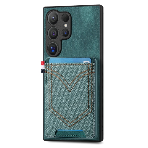 

For Samsung Galaxy S24 Ultra 5G Denim Texture Leather Skin Phone Case with Card Slot(Green)