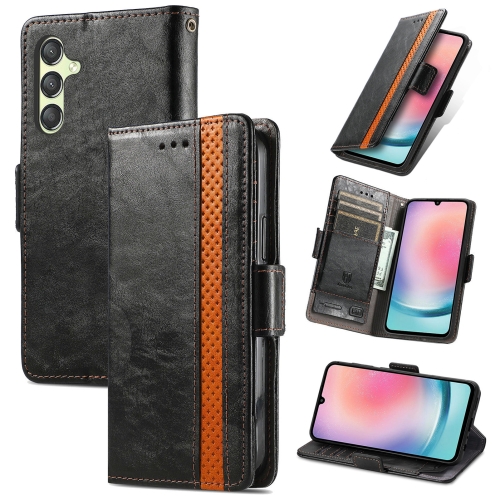 

For Samsung Galaxy A24 4G CaseNeo Splicing Dual Magnetic Buckle Leather Phone Case(Black)